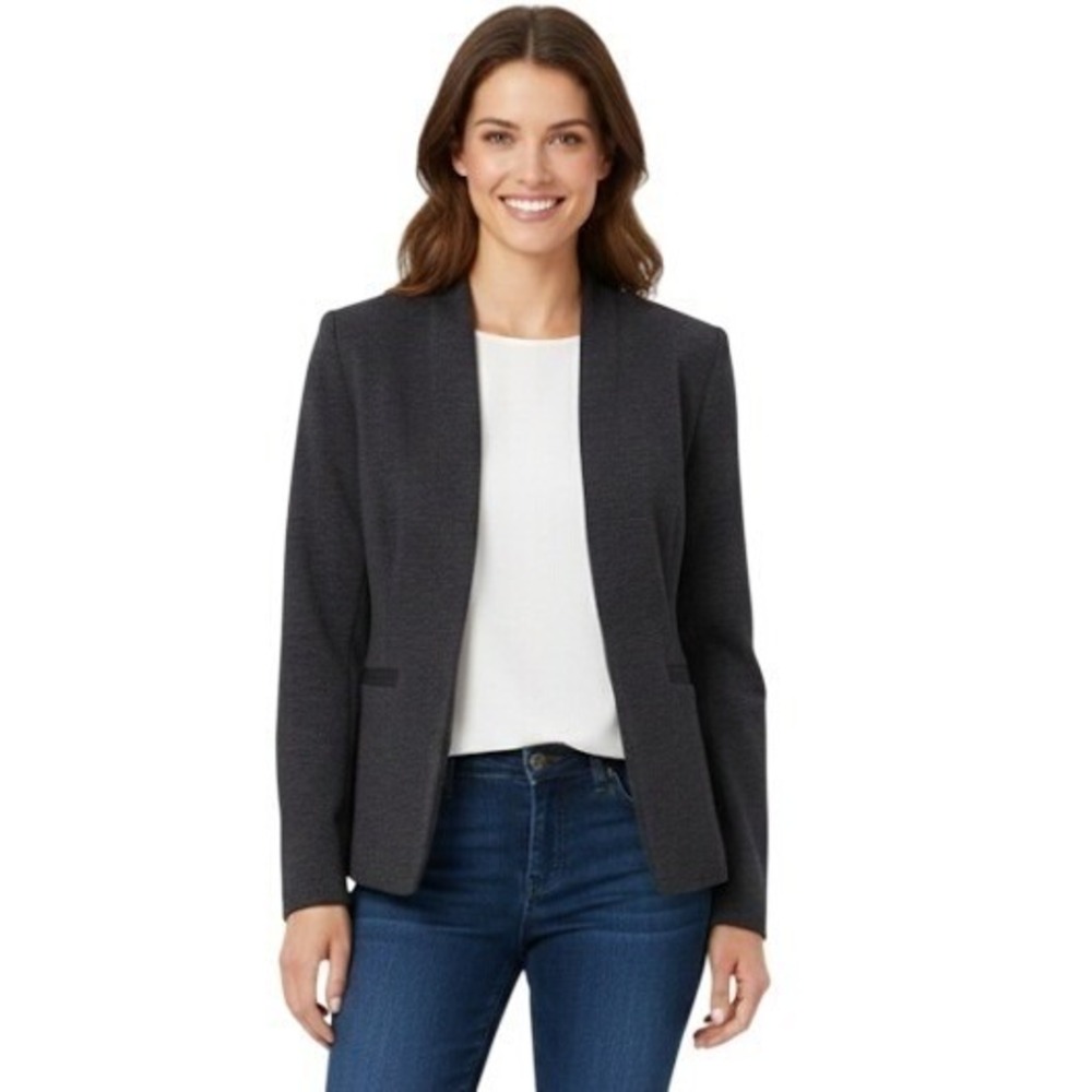 J. Crew 365 Blazer Jacket Womens Size 2 Gray Open Front Collarless Casual Office